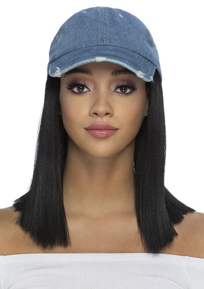Synthetic Hairpiece Denim Cap