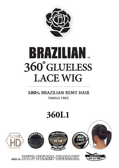 BRAZILIAN 360° GLUELESS LACE WIG 20″ [Full Wig | Lace Front | Brazilian 100% Natural Human Hair]