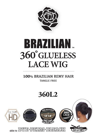 360L2 [Full Wig | 360° Glueless Lace Wig 24″ | Tangle Free | 100% Brazilian Natural Remy Hair]