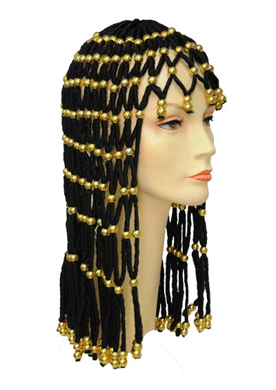 Headdress [Full Wig| Cleopatra-style | Synthetic wGold Beads]