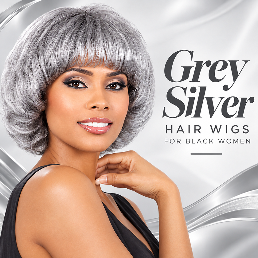 Grey Silver Wigs for Black Women