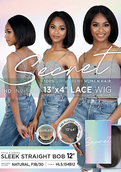HLS.134B12 [Full Wig | 13x4 Glueless Lace | HD Invisible | 100% Virgin Remy Human Hair | 12 Inch]