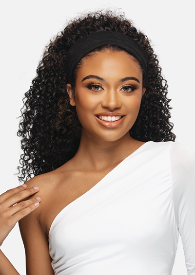 HW-110 [Water Curl 3 in 1 Half Wig | Drawstring Cap/Headband | Curling Iron Safe]