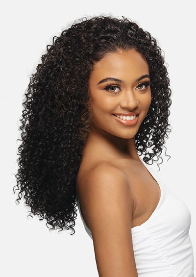 HW-110 [Water Curl 3 in 1 Half Wig | Drawstring Cap/Headband | Curling Iron Safe]