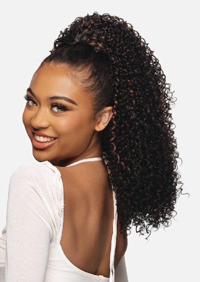 HW-110 [Water Curl 3 in 1 Half Wig | Drawstring Cap/Headband | Curling Iron Safe]