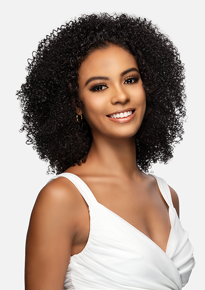 HW-111 [Jerry Curl 3 in 1 Half Wig | Drawstring Cap/Headband | Curling Iron Safe]
