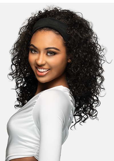 HW-112 [Deep Curl 3 in 1 Half Wig | Drawstring Cap/Headband | Curling Iron Safe]