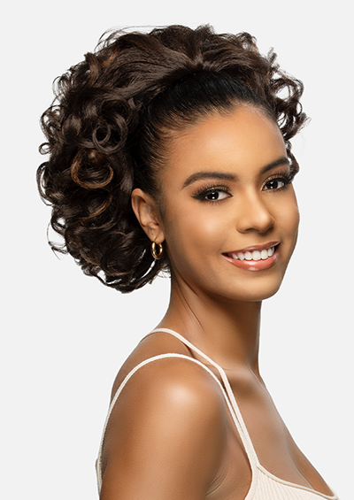 HW-113 [Body Curl 3 in 1 Half Wig | Drawstring Cap/Headband | Curling Iron Safe]