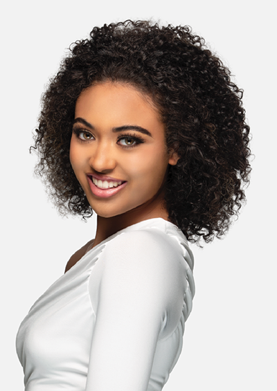HW-410 [Jerry Curl 3 in 1 Half Wig | Drawstring Cap/Headband | 100 % Unprocessed Virgin Remi Hair]