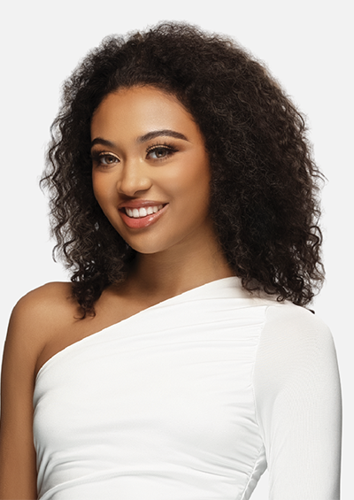 HW-412 [Water Curl 3 in 1 Half Wig | Drawstring Cap/Headband | 100 % Unprocessed Virgin Remi Hair]