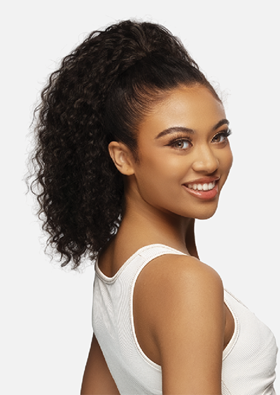 HW-412 [Water Curl 3 in 1 Half Wig | Drawstring Cap/Headband | 100 % Unprocessed Virgin Remi Hair]