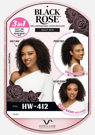 HW-412 [Water Curl 3 in 1 Half Wig | Drawstring Cap/Headband | 100% Unprocessed Virgin Remi Hair]