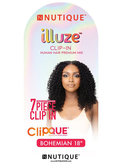 ILLUZE HH CLIP-IN BOHEMIAN 18" [CLIPQUE 7 Pieces Clip-In | Human Hair Mix]