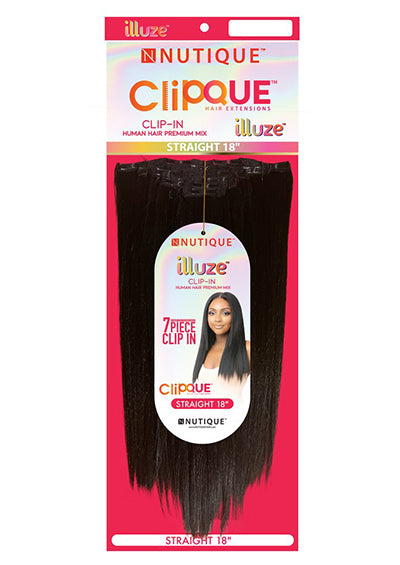 ILLUZE HH CLIP-IN STRAIGHT 18" [CLIPQUE 7 Pieces Clip-In | Human Hair Mix]