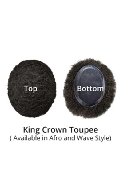 KING CROWN TOUPEE AFRO STYLE [Men's Afro Toupee | 100% Remy Human Hair]