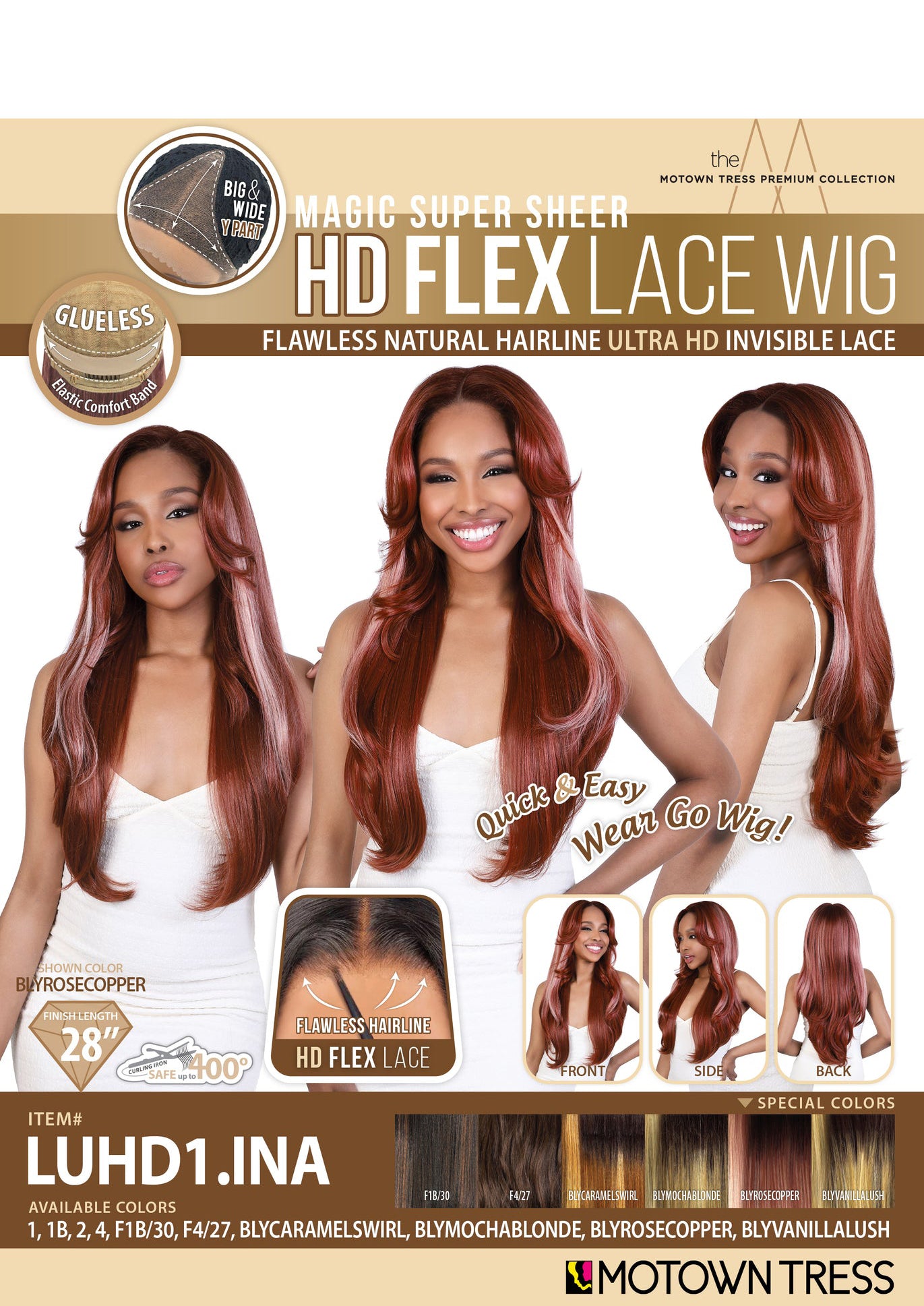 LUHD1.INA [Full Wig | HD FLEX Lace | Glueless | High Temp Fiber]