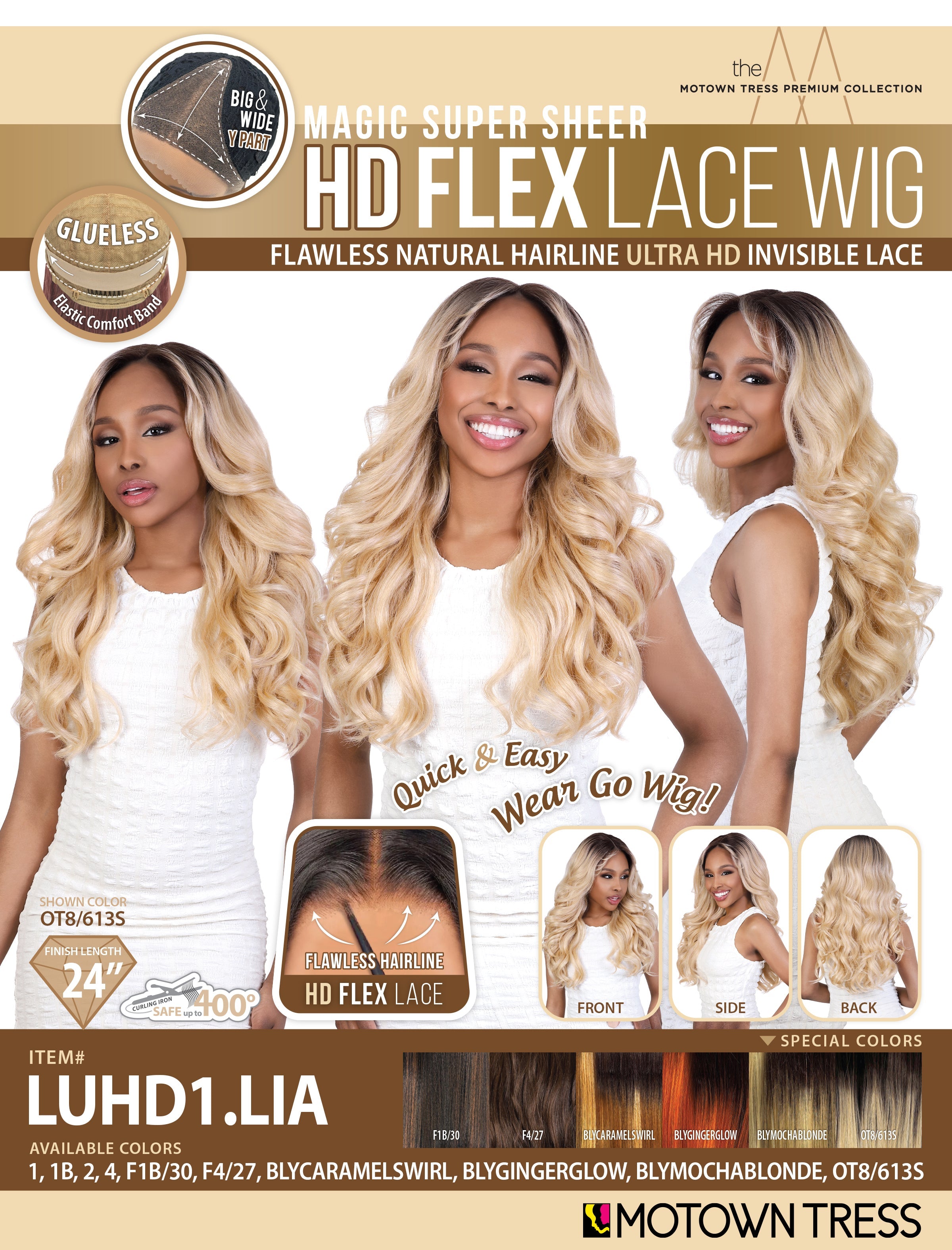 LUHD1.LIA [Full Wig | HD Invisible FLEX Lace | Glueless | High Temp Fiber]
