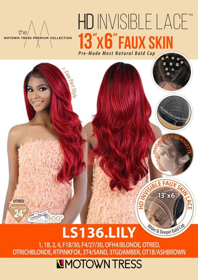 LS136.LILY [Full Wig | Faux Skin Lace | HD Invisible 13x6 | High Temp Fiber 100%]