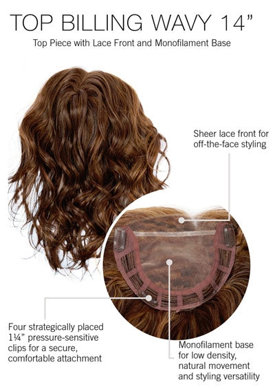 TOP BILLING WAVY 14" [Top Piece | Monofilament Base | Lace Front | Comb Clip | Synthetic]
