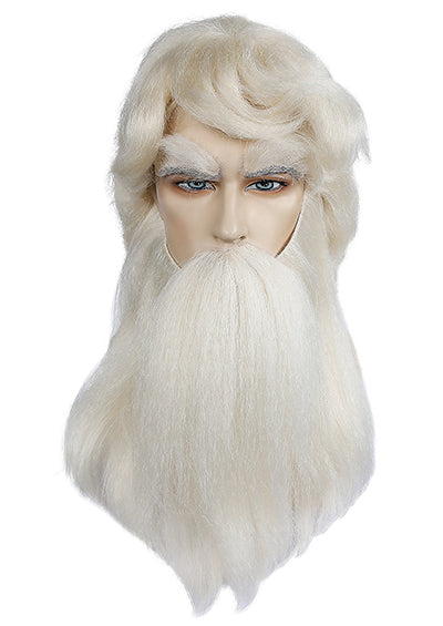 STRAIGHT YAK NATURAL SANTA SET [Wig, Beard & Mustache Set | Synthetic Fiber]